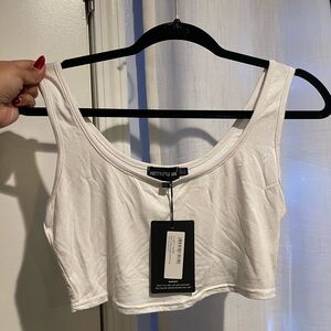 PrettyLittleThing Sleek White Crop Top